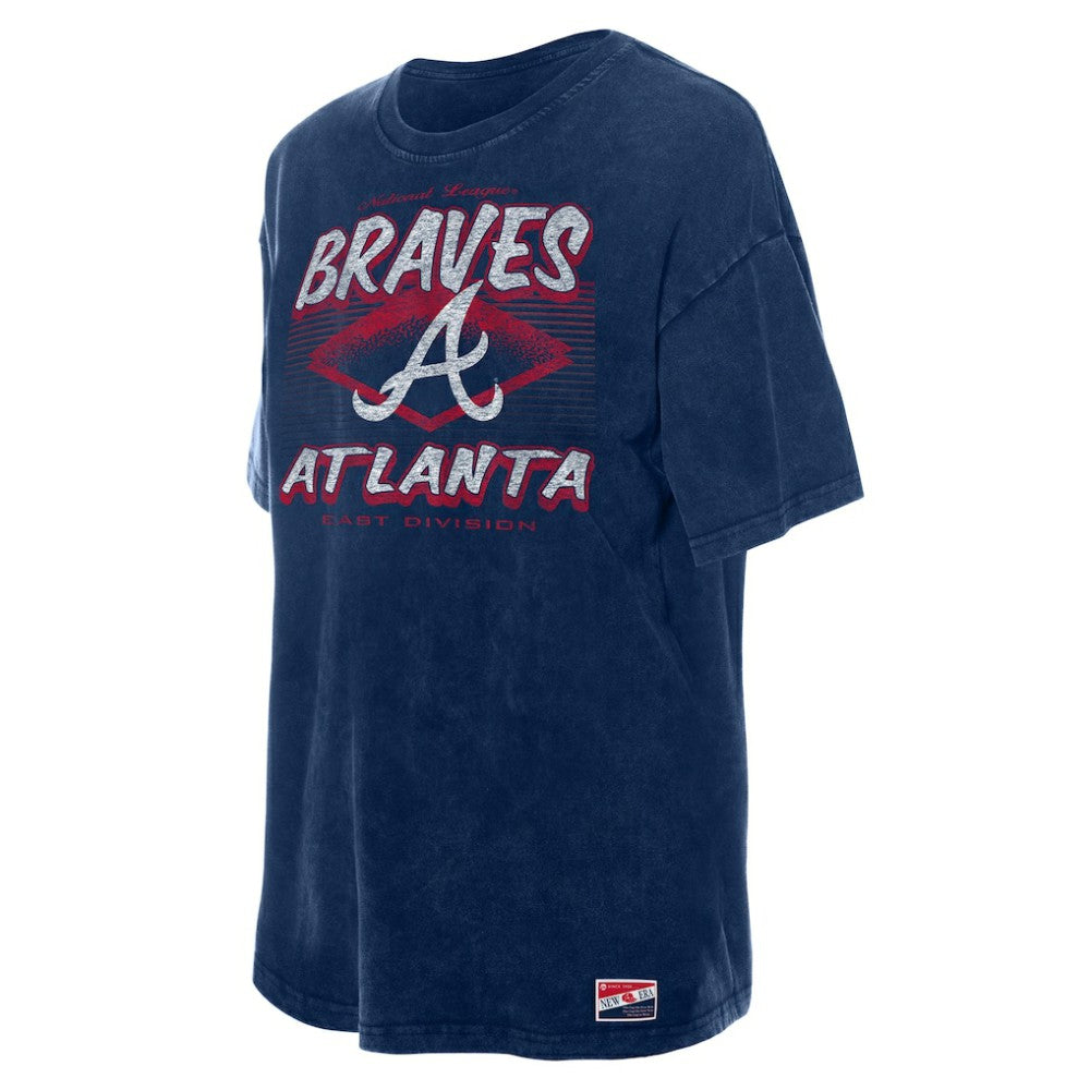 Atlanta Braves Women's Mineral Wash Oversized T-Shirt - Navy | New Era