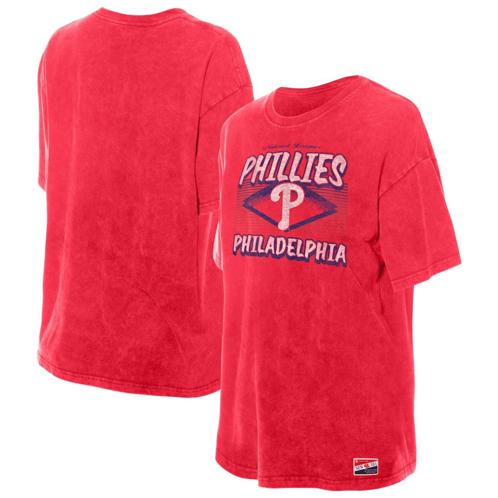 Philadelphia Phillies Women's Mineral Wash Oversized T-Shirt - Red | New Era