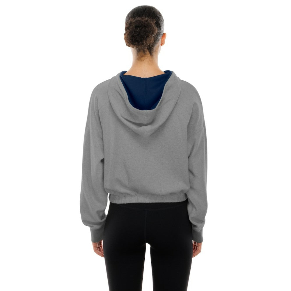 Houston Astros Women's Reversed Out French Terry Quarter-Zip Banded Crop Hoodie - Heather Gray | New Era