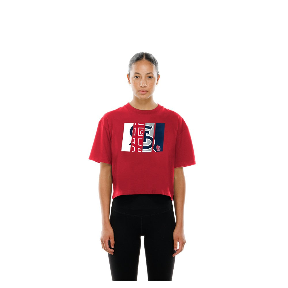 St. Louis Cardinals Women's Boxy Foil Logo T-Shirt - Red | New Era