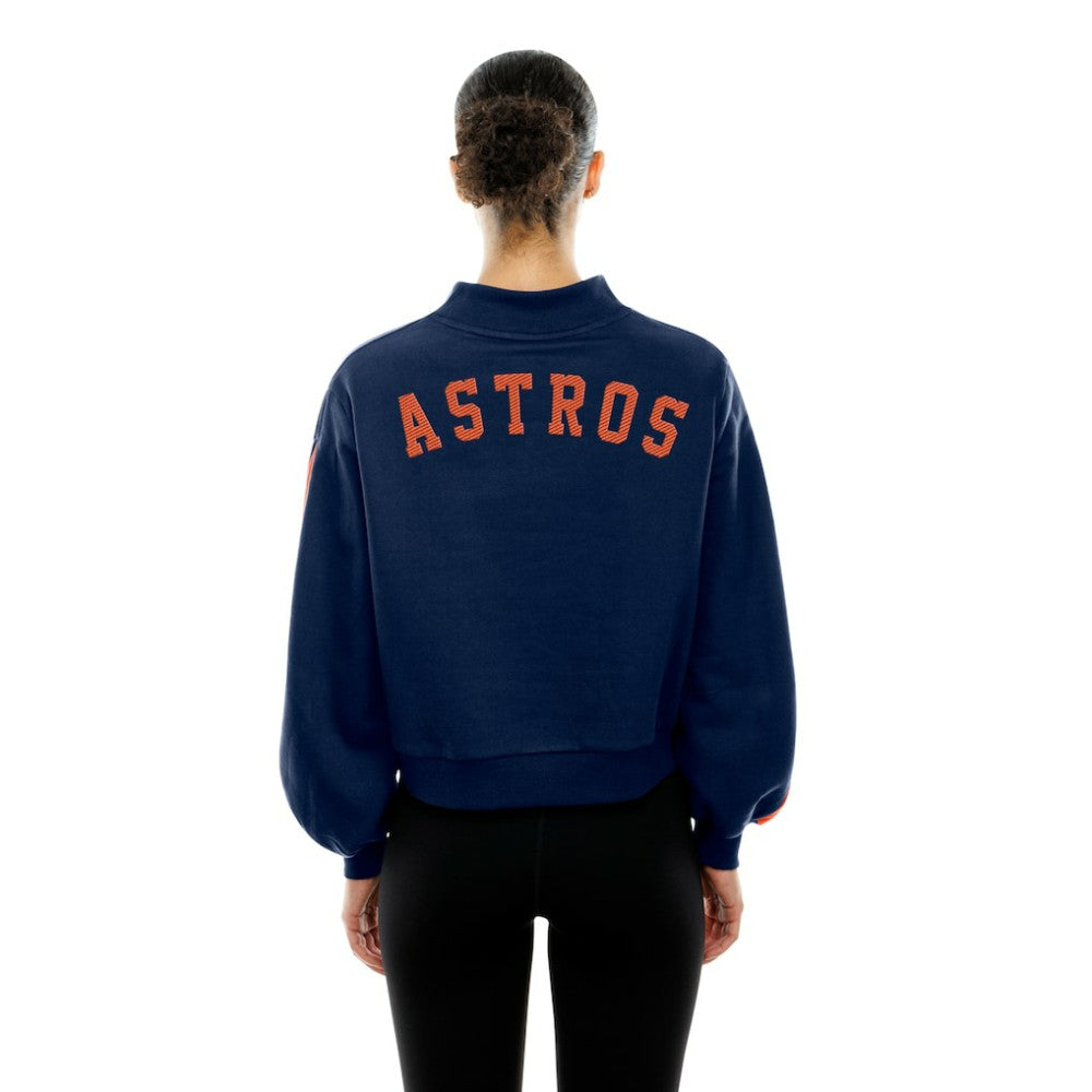 Houston Astros Women's Mock Neck Balloon Sleeve Sweatshirt - Navy | New Era