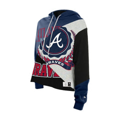 Atlanta Braves Women's Upcycled Color Block Cropped Boxy Hoodie | New Era
