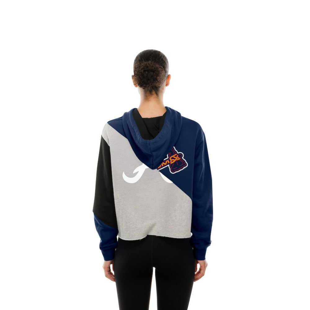 Atlanta Braves Women's Upcycled Color Block Cropped Boxy Hoodie | New Era