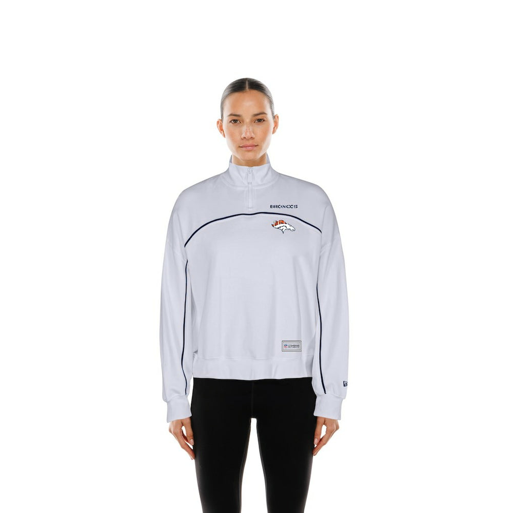 New Era Denver Broncos Female Adult White Functional Fandom Quarter-Zip Sweatshirt online