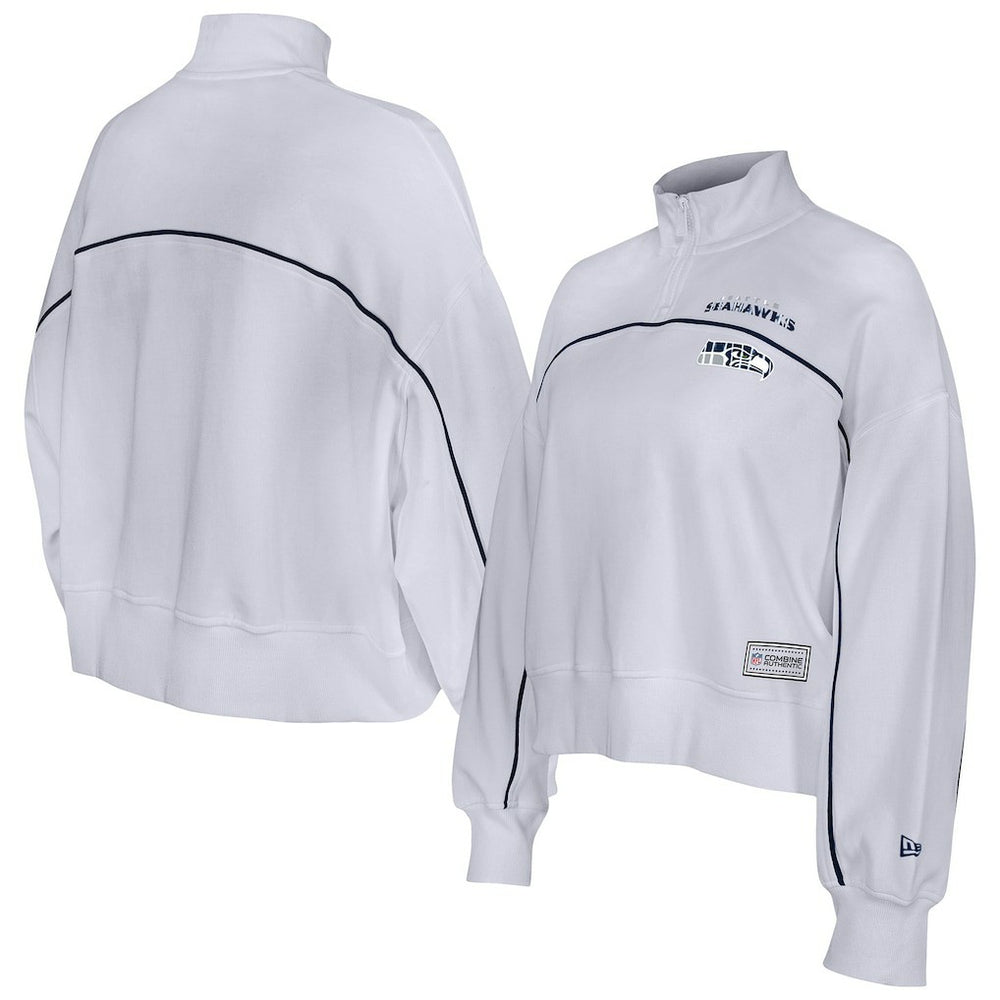 New Era Seattle Seahawks Female Adult White Functional Fandom Quarter-Zip Sweatshirt discount