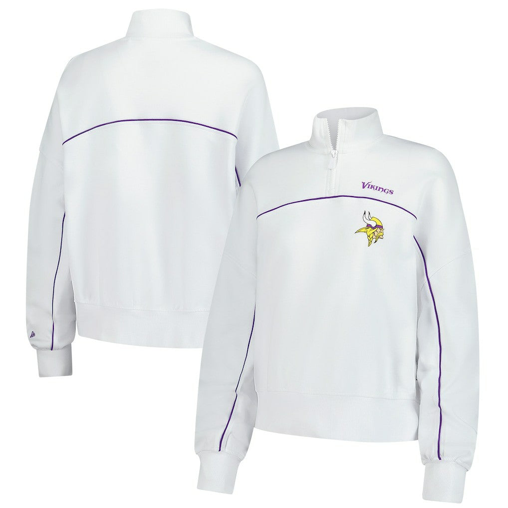 New Era Minnesota Vikings Female Adult White Functional Fandom Quarter-Zip Sweatshirt sale