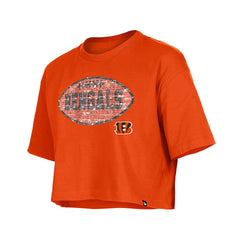 Cincinnati Bengals New Era Girl's Flip Sequin Boxy T-Shirt - Orange online