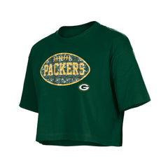 Green Bay Packers New Era Girl's Flip Sequin Boxy T-Shirt - Green on sale