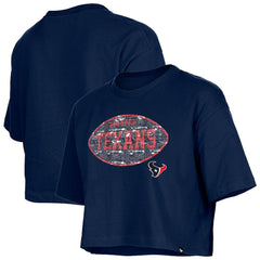 Houston Texans New Era Girl's Flip Sequin Boxy T-Shirt - Navy cheap