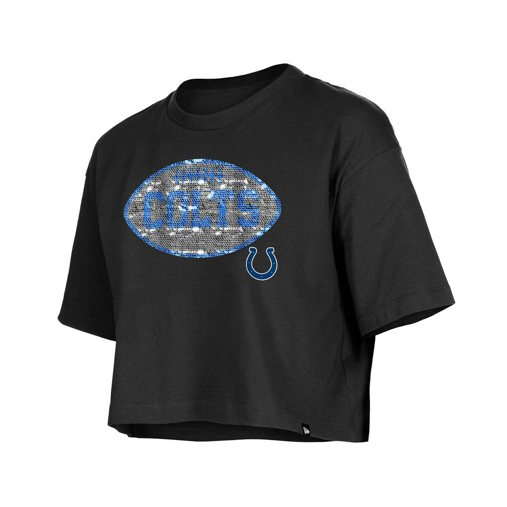 Indianapolis Colts New Era Girl's Flip Sequin Boxy T-Shirt - Black discount