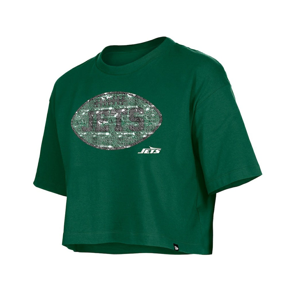 New York Jets New Era Girl's Flip Sequin Boxy T-Shirt - Green outlet