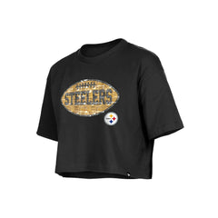 Pittsburgh Steelers New Era Girl's Flip Sequin Boxy T-Shirt - Black outlet