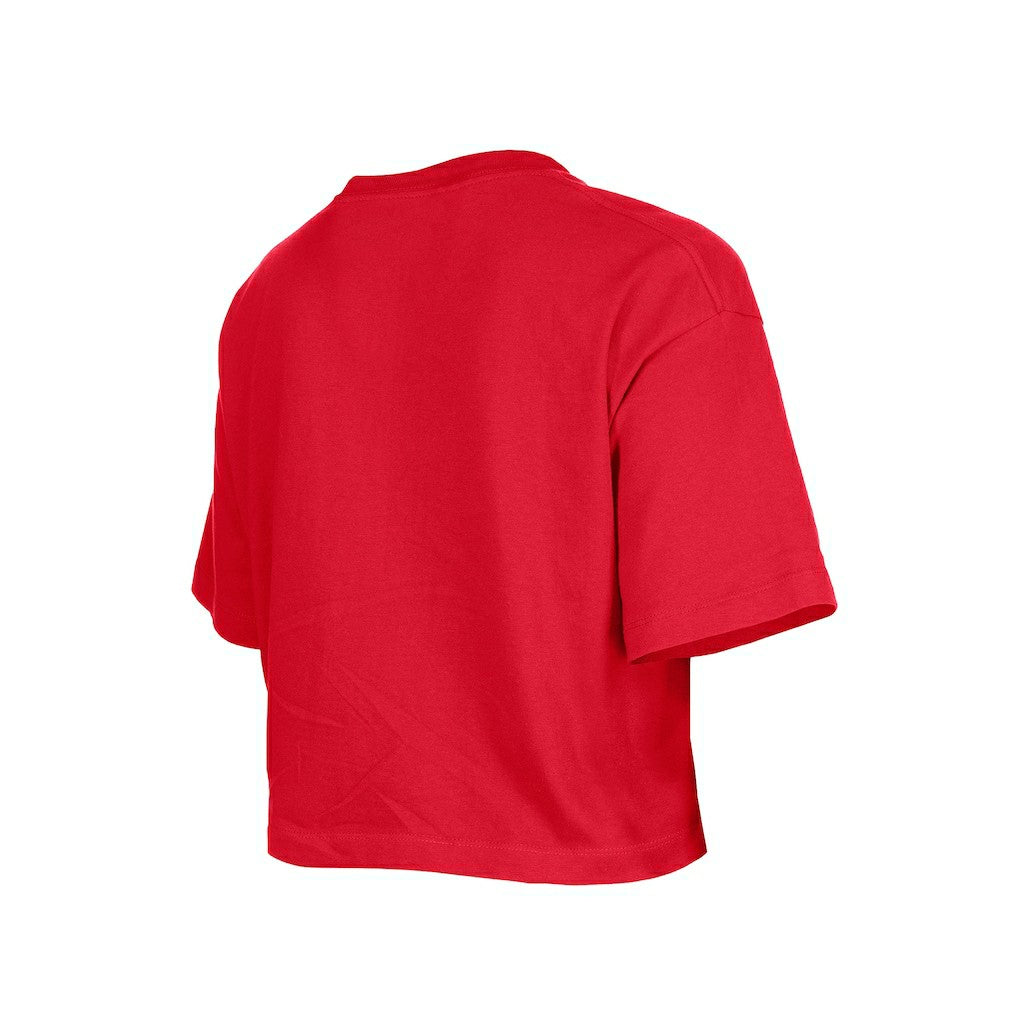 San Francisco 49ers New Era Girl's Flip Sequin Boxy T-Shirt - Scarlet for sale
