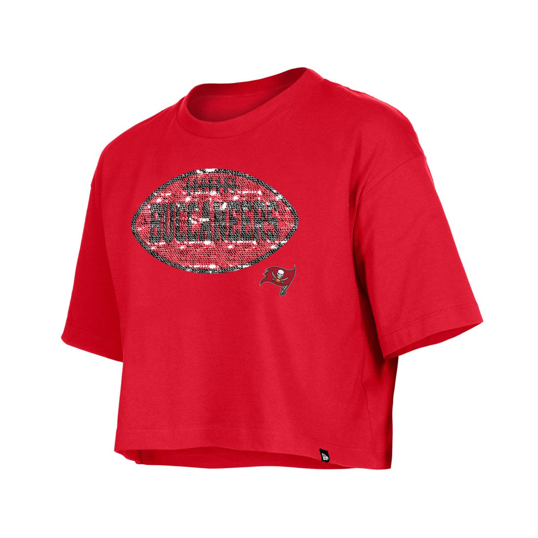 Tampa Bay Buccaneers New Era Girl's Flip Sequin Boxy T-Shirt - Red cheap