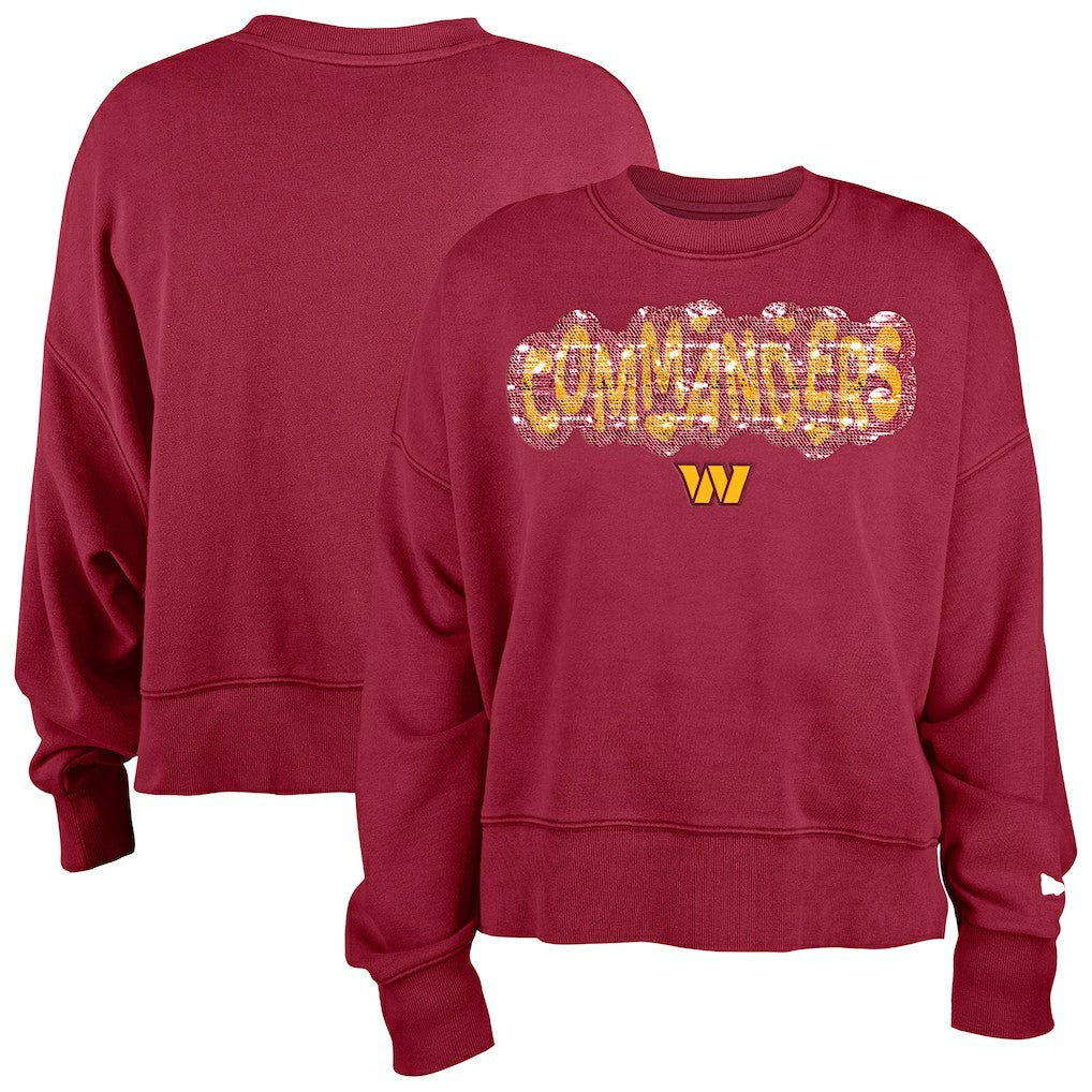 Washington Commanders New Era Girl's Flip Sequin Sweatshirt - Burgundy for sale