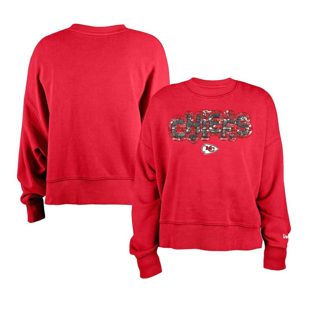 Kansas City Chiefs New Era Girl's Flip Sequin Sweatshirt - Red outlet