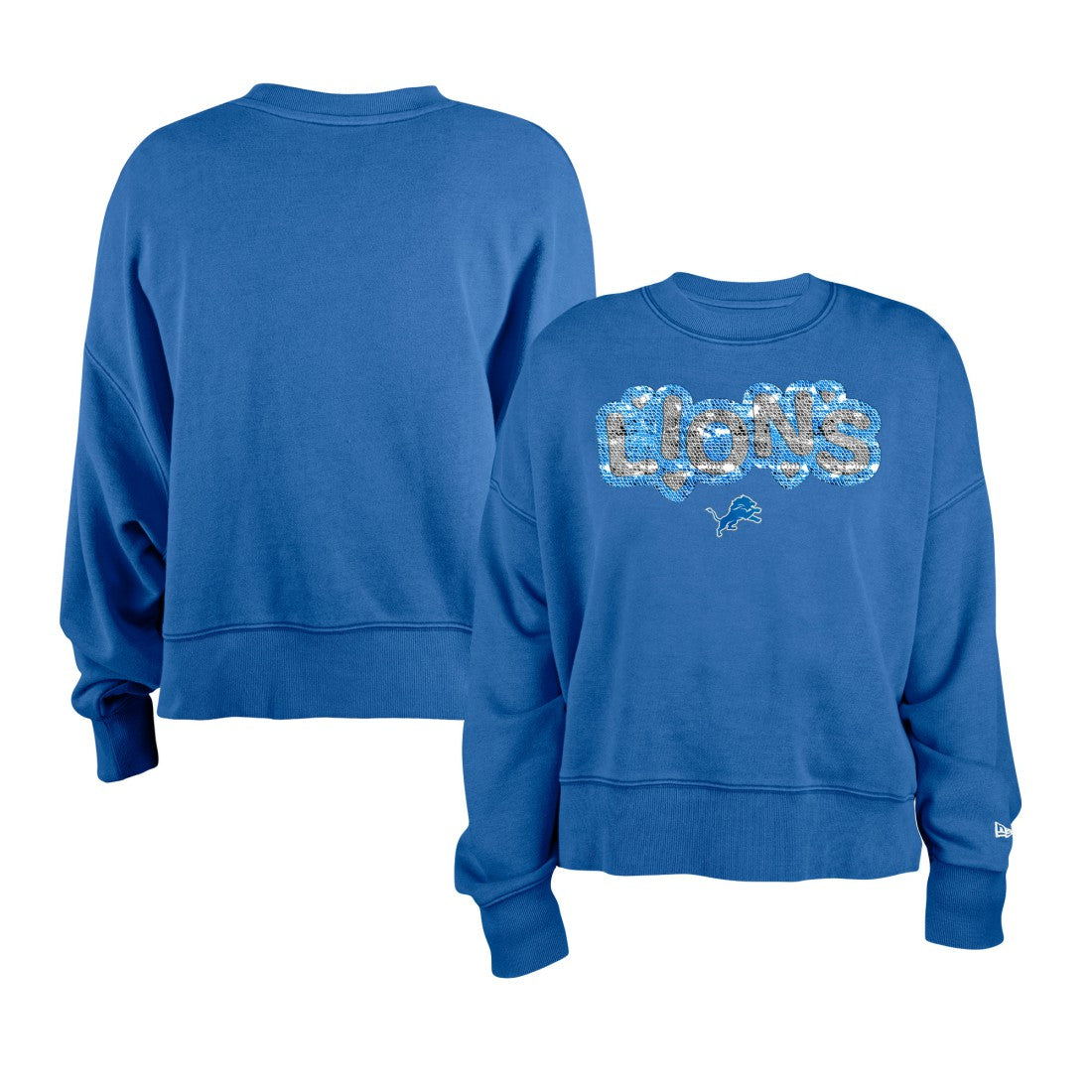 Detroit Lions New Era Girl's Flip Sequin Sweatshirt - Blue cheap