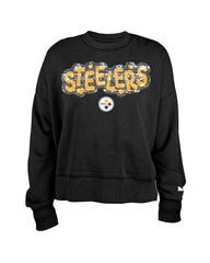 Pittsburgh Steelers New Era Girl's Flip Sequin Sweatshirt - Black sale