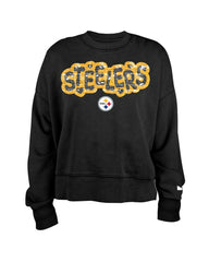 Pittsburgh Steelers New Era Girl's Flip Sequin Sweatshirt - Black sale