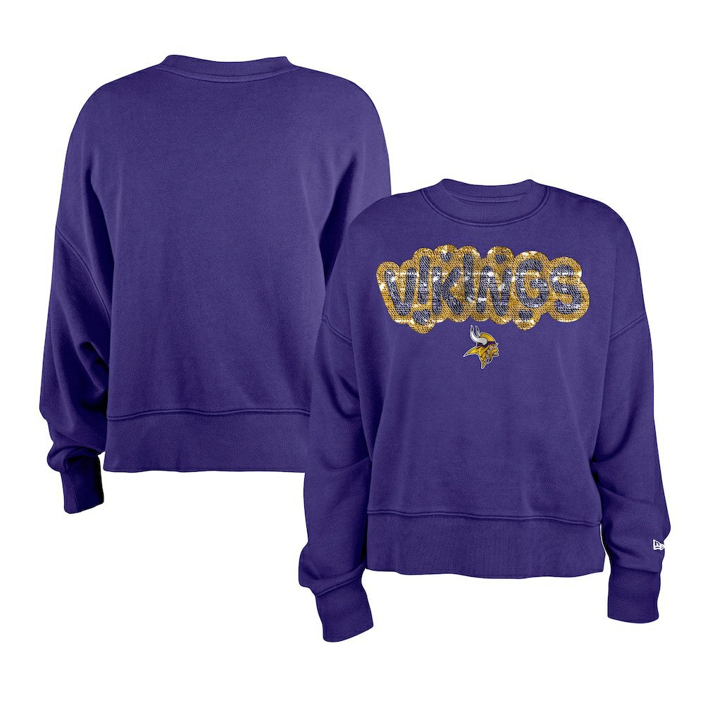 Minnesota Vikings New Era Girl's Flip Sequin Sweatshirt - Purple cheap