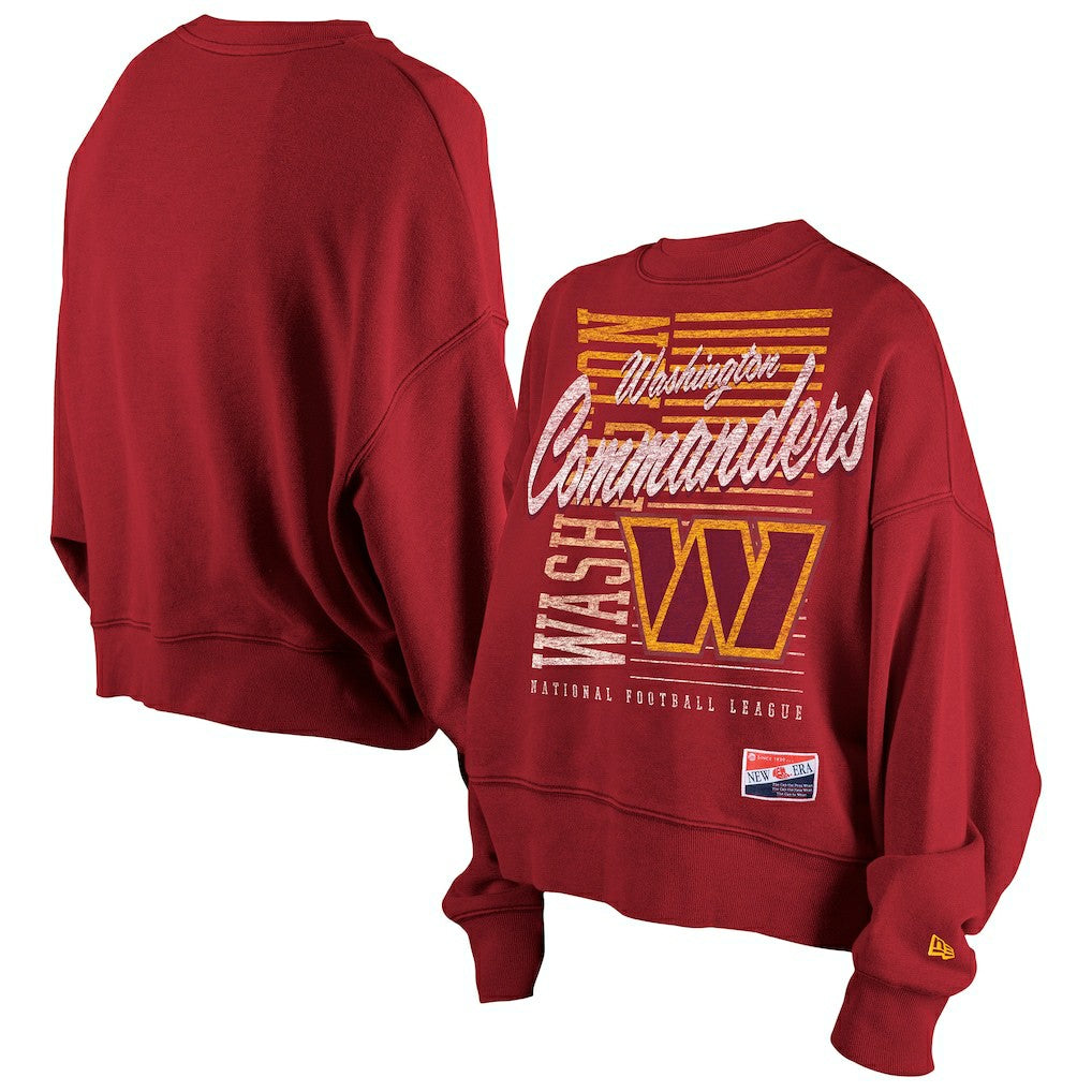 Washington Commanders New Era Women's Oversized Throwback Mineral Wash Crew Neck Sweatshirt - Black outlet