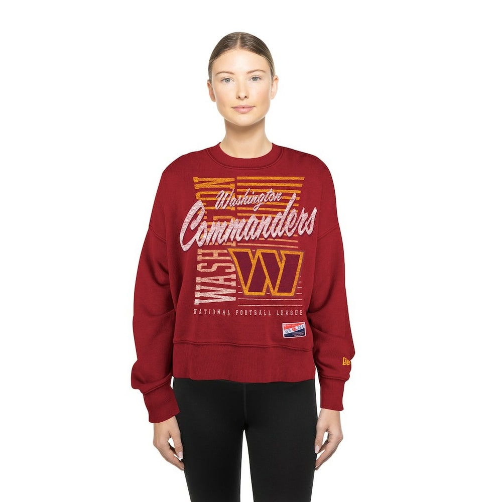 Washington Commanders New Era Women's Oversized Throwback Mineral Wash Crew Neck Sweatshirt - Black outlet