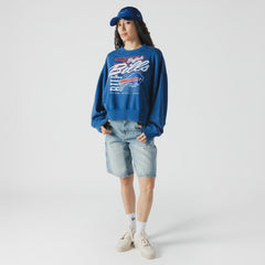 Buffalo Bills New Era Women's Oversized Throwback Mineral Wash Crew Neck Sweatshirt - Royal for sale
