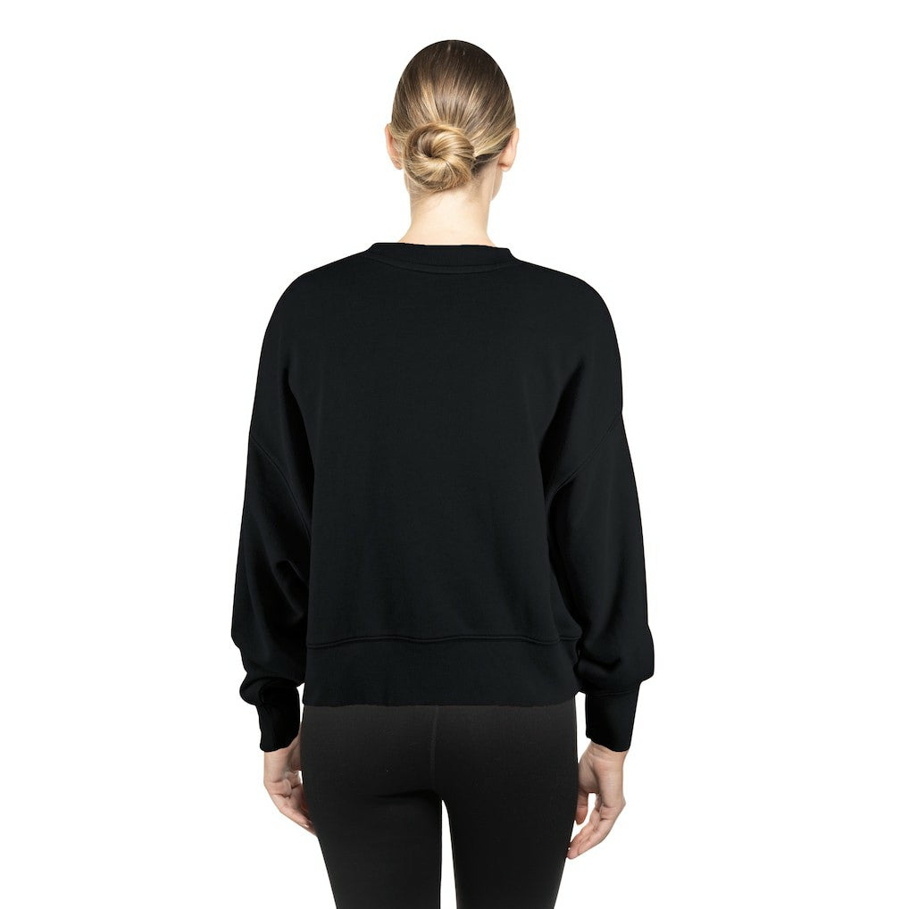 Philadelphia Eagles New Era Women's Oversized Throwback Mineral Wash Crew Neck Sweatshirt - Black discount