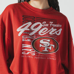 San Francisco 49ers New Era Women's Oversized Throwback Mineral Wash Crew Neck Sweatshirt - Scarlet discount