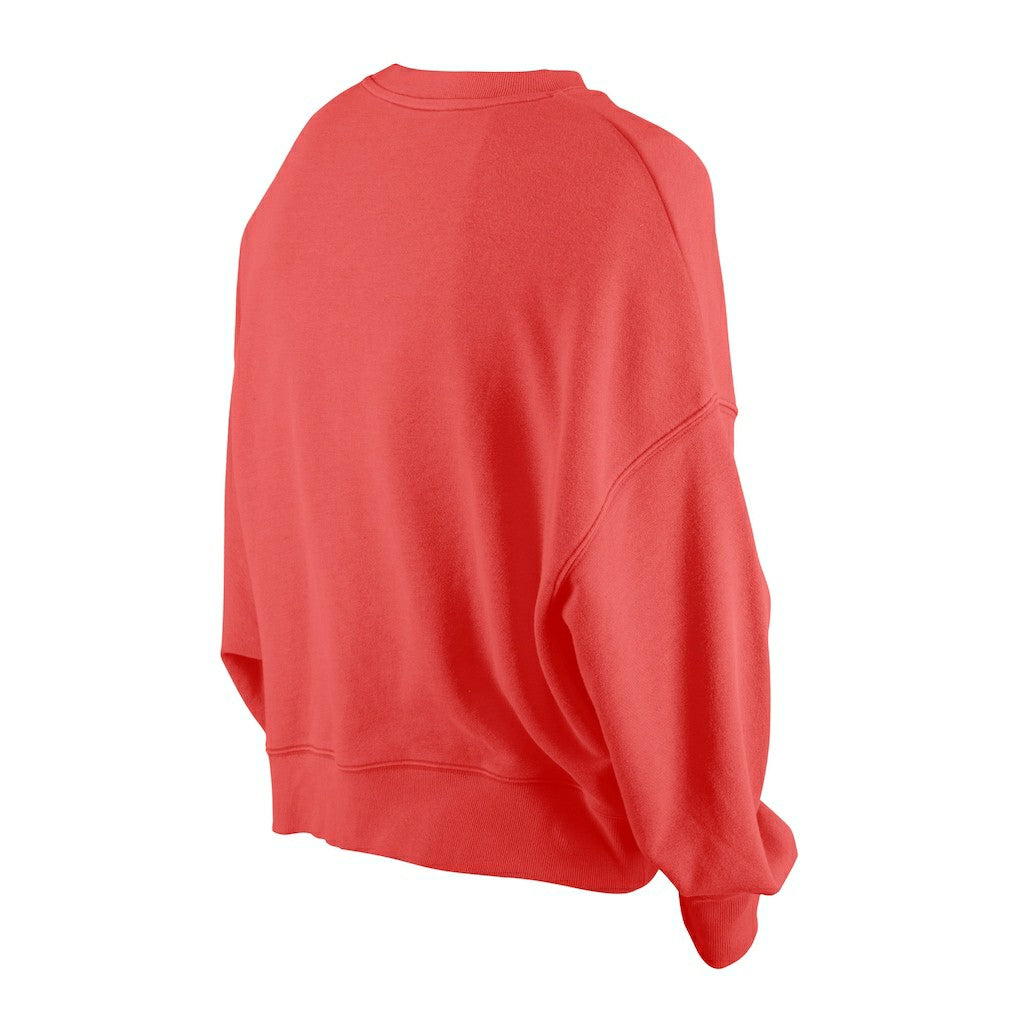 San Francisco 49ers New Era Women's Oversized Throwback Mineral Wash Crew Neck Sweatshirt - Scarlet discount