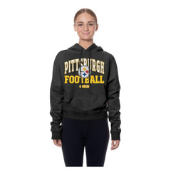 Pittsburgh Steelers New Era Women's Throwback Boxy Hoodie Sweatshirt - Black cheap