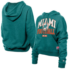 Miami Dolphins New Era Women's Throwback Boxy Hoodie Sweatshirt - Aqua online