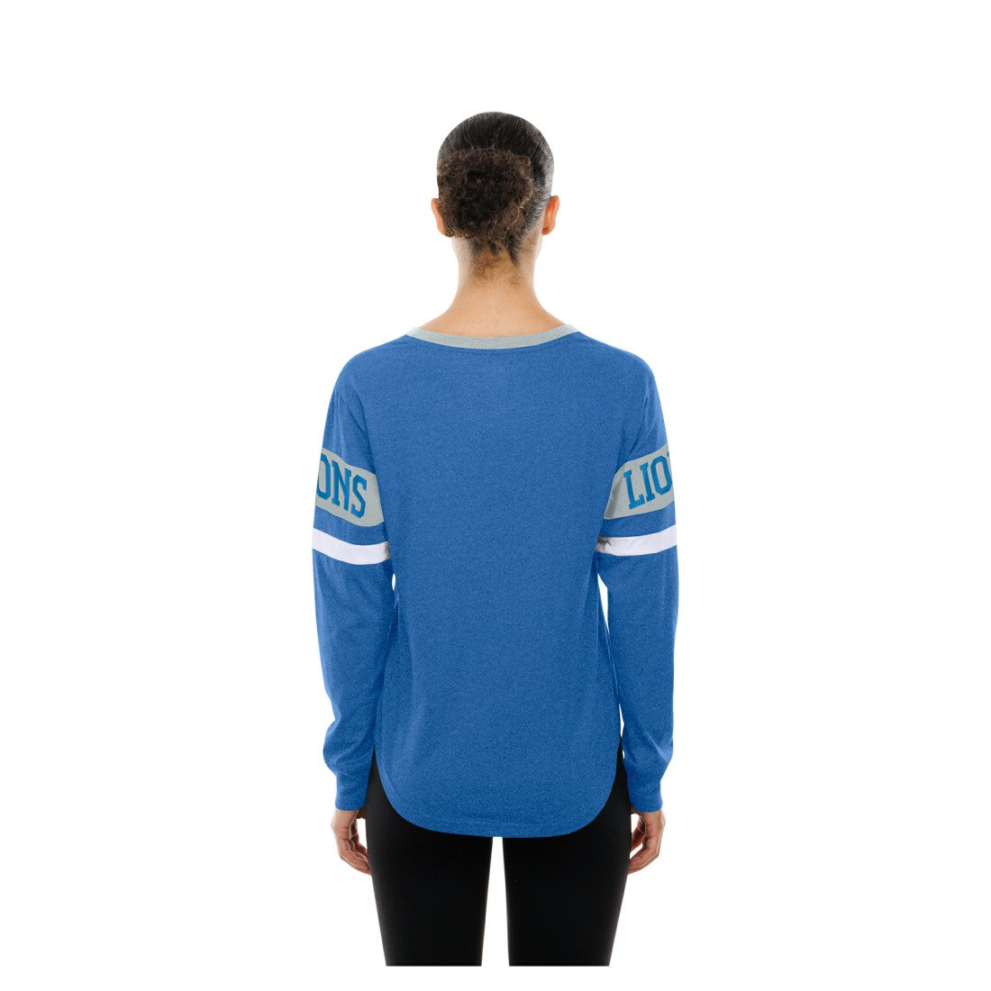 Detroit Lions New Era Women's Throwback Lace-Up Long-Sleeve T-Shirt - Blue on sale