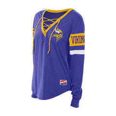 Minnesota Vikings New Era Women's Throwback Lace-Up Long-Sleeve T-Shirt - Purple outlet