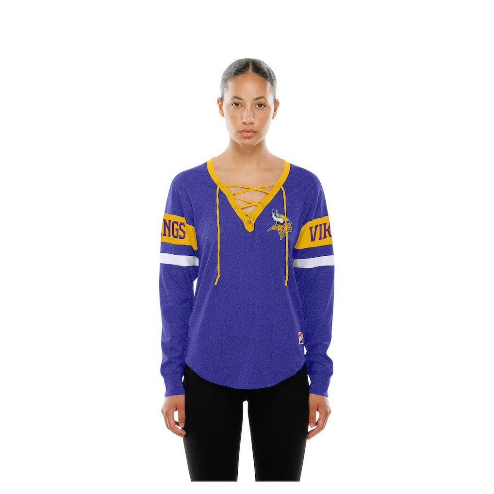 Minnesota Vikings New Era Women's Throwback Lace-Up Long-Sleeve T-Shirt - Purple outlet