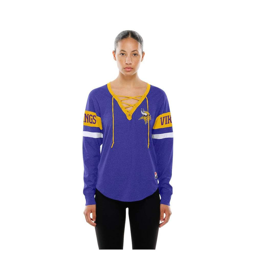 Minnesota Vikings New Era Women's Throwback Lace-Up Long-Sleeve T-Shirt - Purple outlet