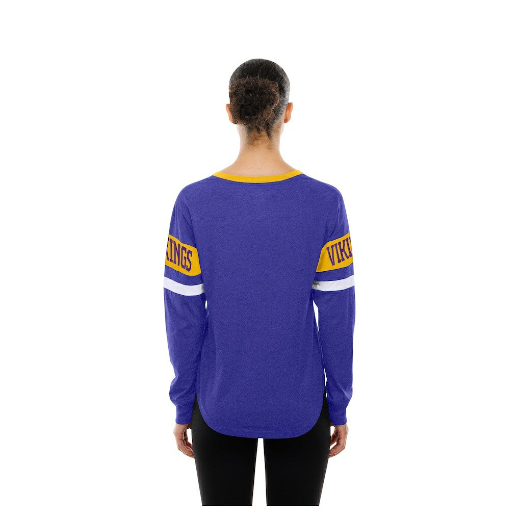 Minnesota Vikings New Era Women's Throwback Lace-Up Long-Sleeve T-Shirt - Purple outlet