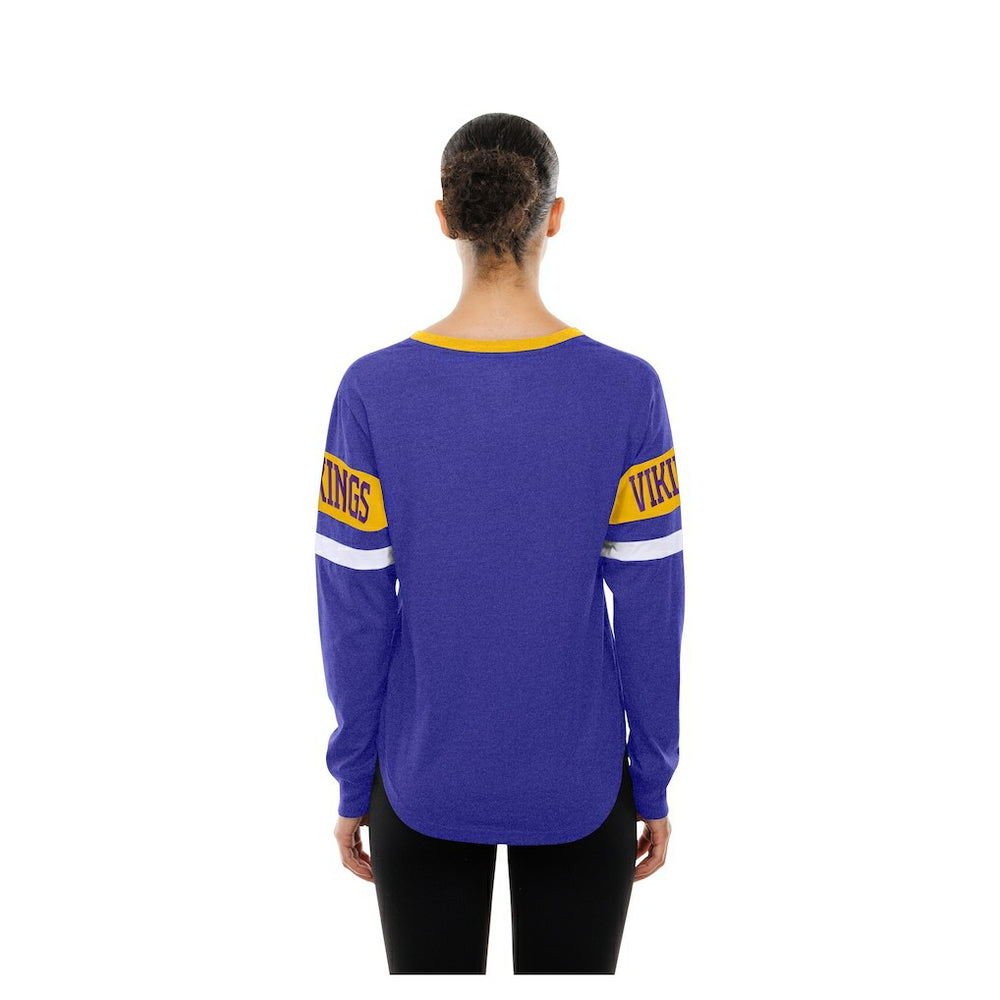 Minnesota Vikings New Era Women's Throwback Lace-Up Long-Sleeve T-Shirt - Purple outlet