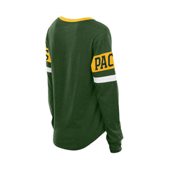 Green Bay Packers New Era Women's Throwback Lace-Up Long-Sleeve T-Shirt - Green discount