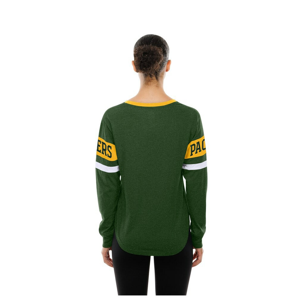 Green Bay Packers New Era Women's Throwback Lace-Up Long-Sleeve T-Shirt - Green discount