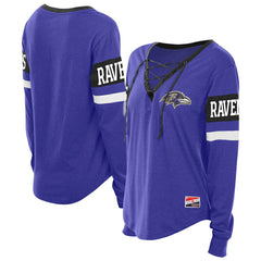 Baltimore Ravens New Era Women's Throwback Lace-Up Long-Sleeve T-Shirt - Purple cheap