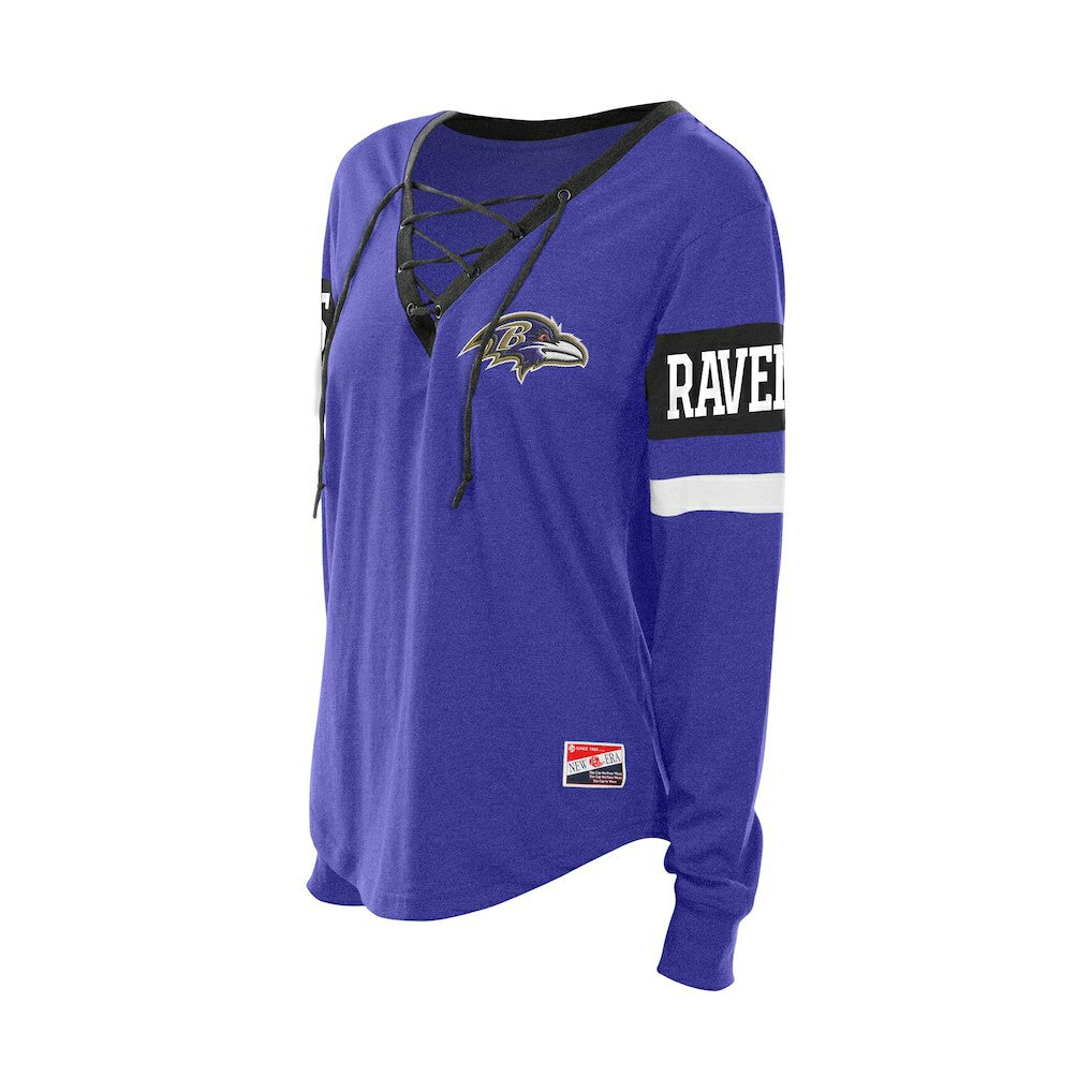 Baltimore Ravens New Era Women's Throwback Lace-Up Long-Sleeve T-Shirt - Purple cheap
