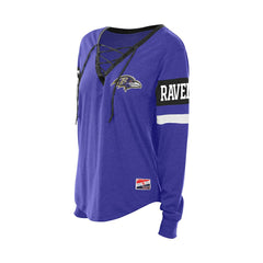 Baltimore Ravens New Era Women's Throwback Lace-Up Long-Sleeve T-Shirt - Purple cheap