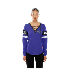 Baltimore Ravens New Era Women's Throwback Lace-Up Long-Sleeve T-Shirt - Purple cheap