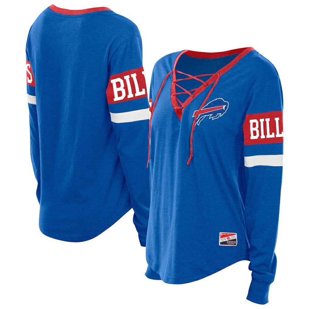 Buffalo Bills New Era Women's Throwback Lace-Up Long-Sleeve T-Shirt - Royal outlet