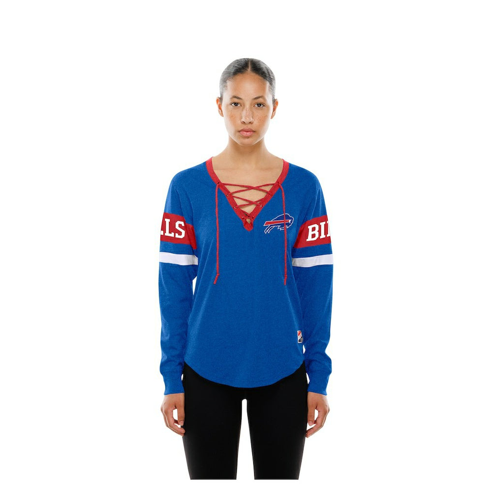 Buffalo Bills New Era Women's Throwback Lace-Up Long-Sleeve T-Shirt - Royal outlet