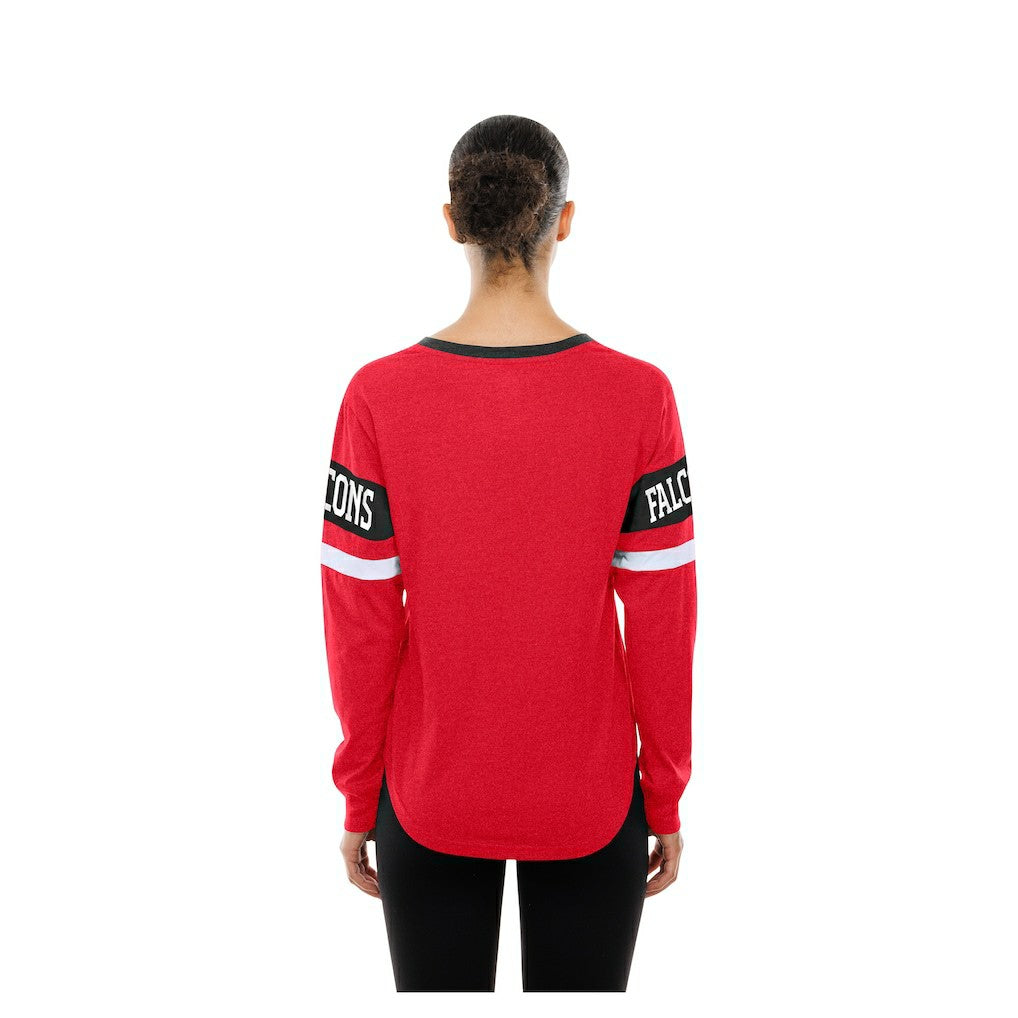 Atlanta Falcons New Era Women's Throwback Lace-Up Long-Sleeve T-Shirt - Red sale
