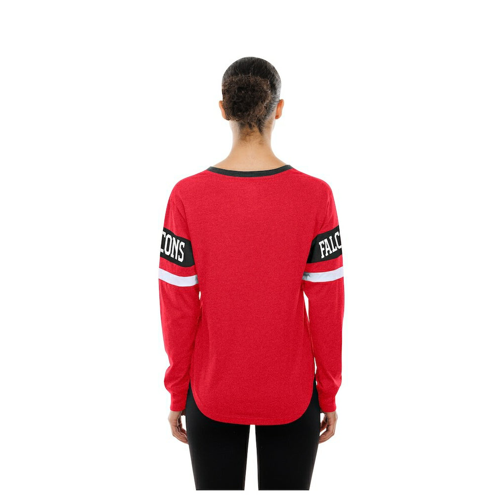 Atlanta Falcons New Era Women's Throwback Lace-Up Long-Sleeve T-Shirt - Red sale
