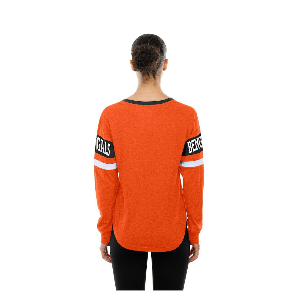 Cincinnati Bengals New Era Women's Throwback Lace-Up Long-Sleeve T-Shirt - Orange for sale