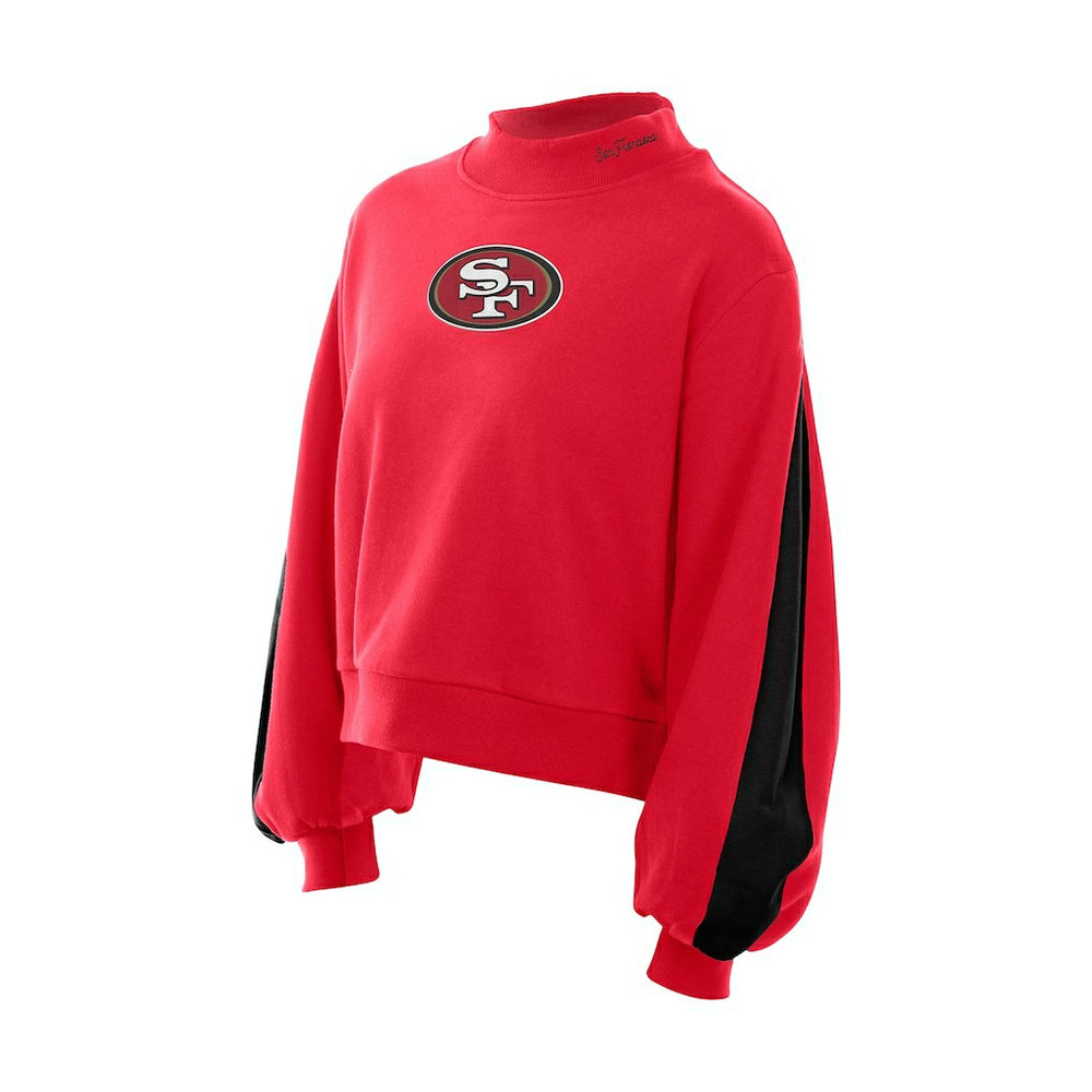 San Francisco 49ers New Era Women's Sport Night Mock Neck Balloon Sleeve Pullover Sweatshirt - Scarlet on sale